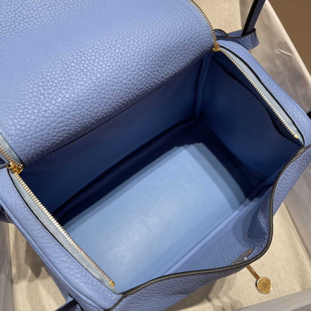 에르메스 린디백26 블루 아가테 금장 끌레망스 가죽